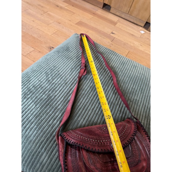 Patricia Nash Leather Crossbody Embossed Bag Red Purse Handbag with Tassel Boho - Picture 9 of 15